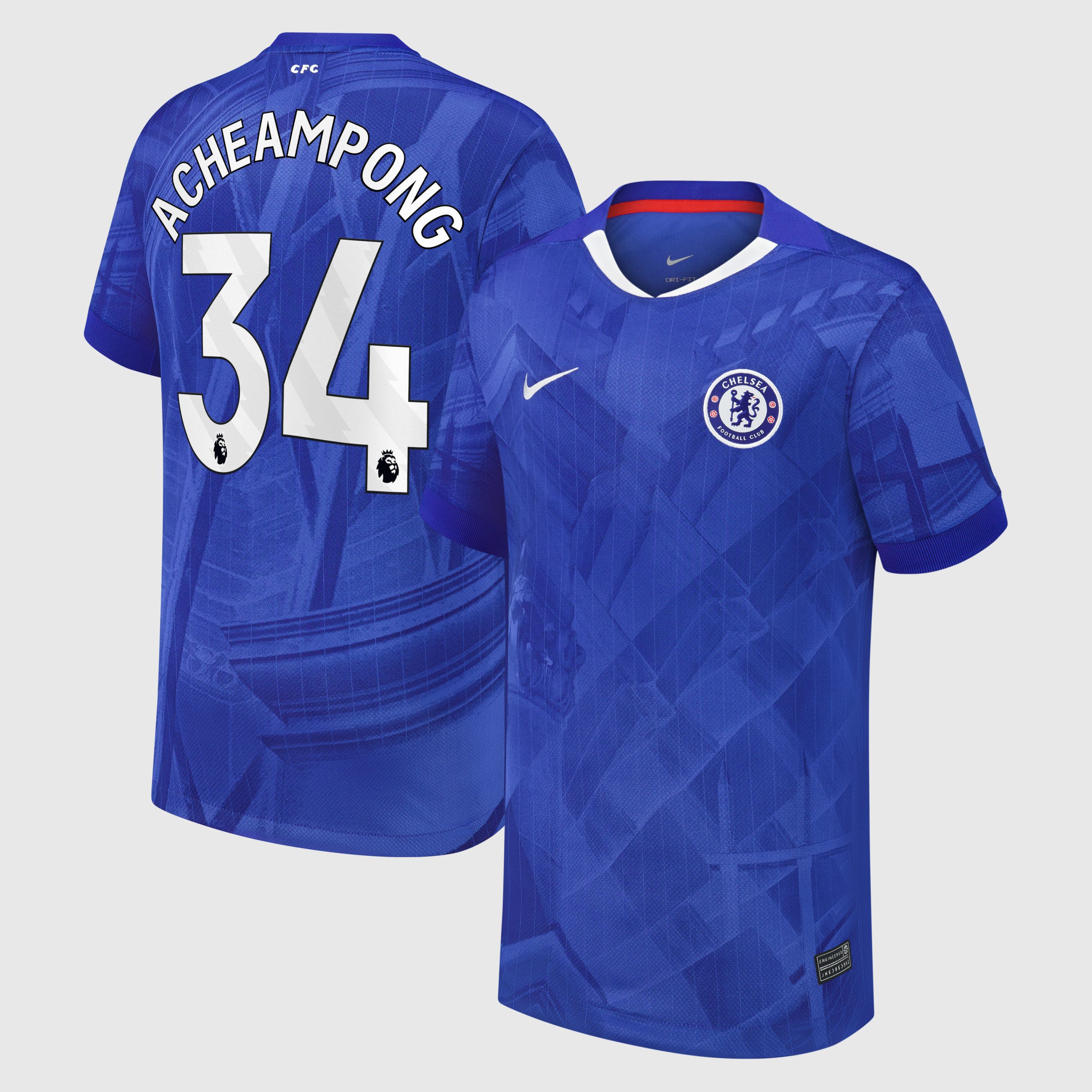 Chelsea Nike Home Stadium Shirt 2025-26 - Kids with Acheampong 34 printing