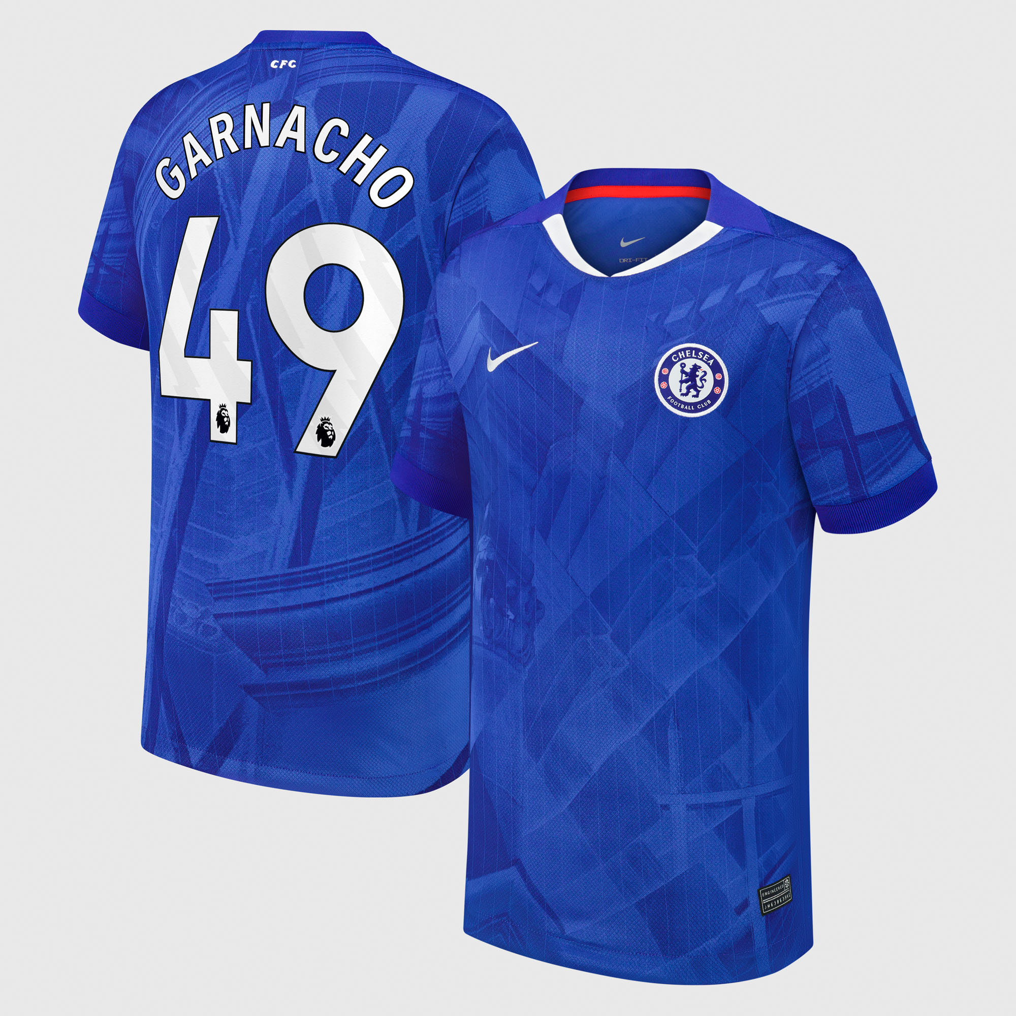 Chelsea Nike Home Stadium Shirt 2025-26 - Kids with Garnacho 49 printing