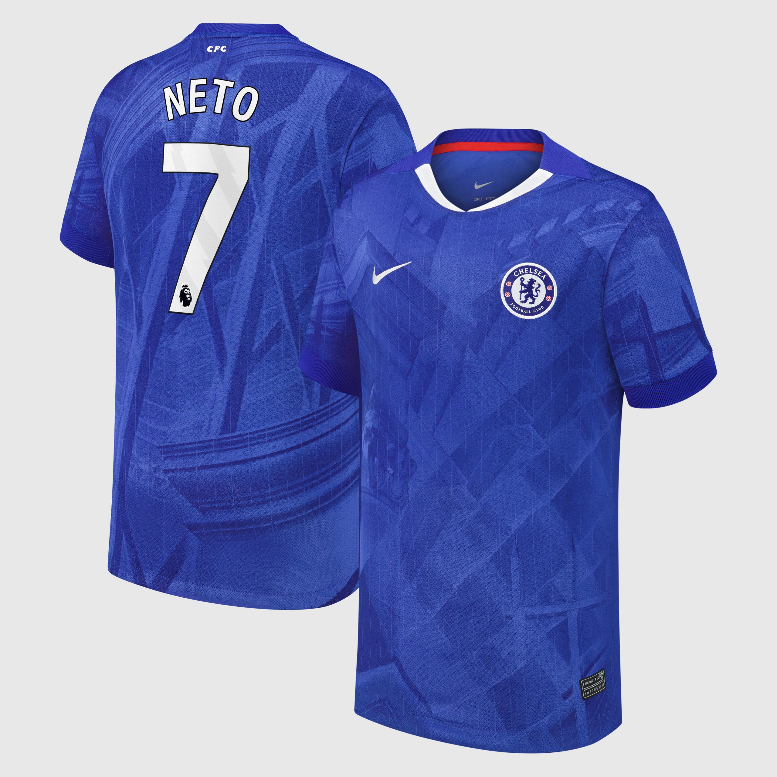 Chelsea Nike Home Stadium Shirt 2025-26 - Kids with Neto 7 printing