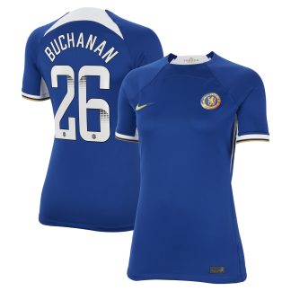 Chelsea Nike WSL Home Stadium Shirt 2023-24 - Womens with Buchanan 26 printing