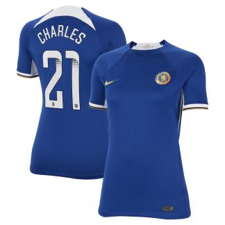 Chelsea Nike WSL Home Stadium Shirt 2023-24 - Womens with Charles 21 printing