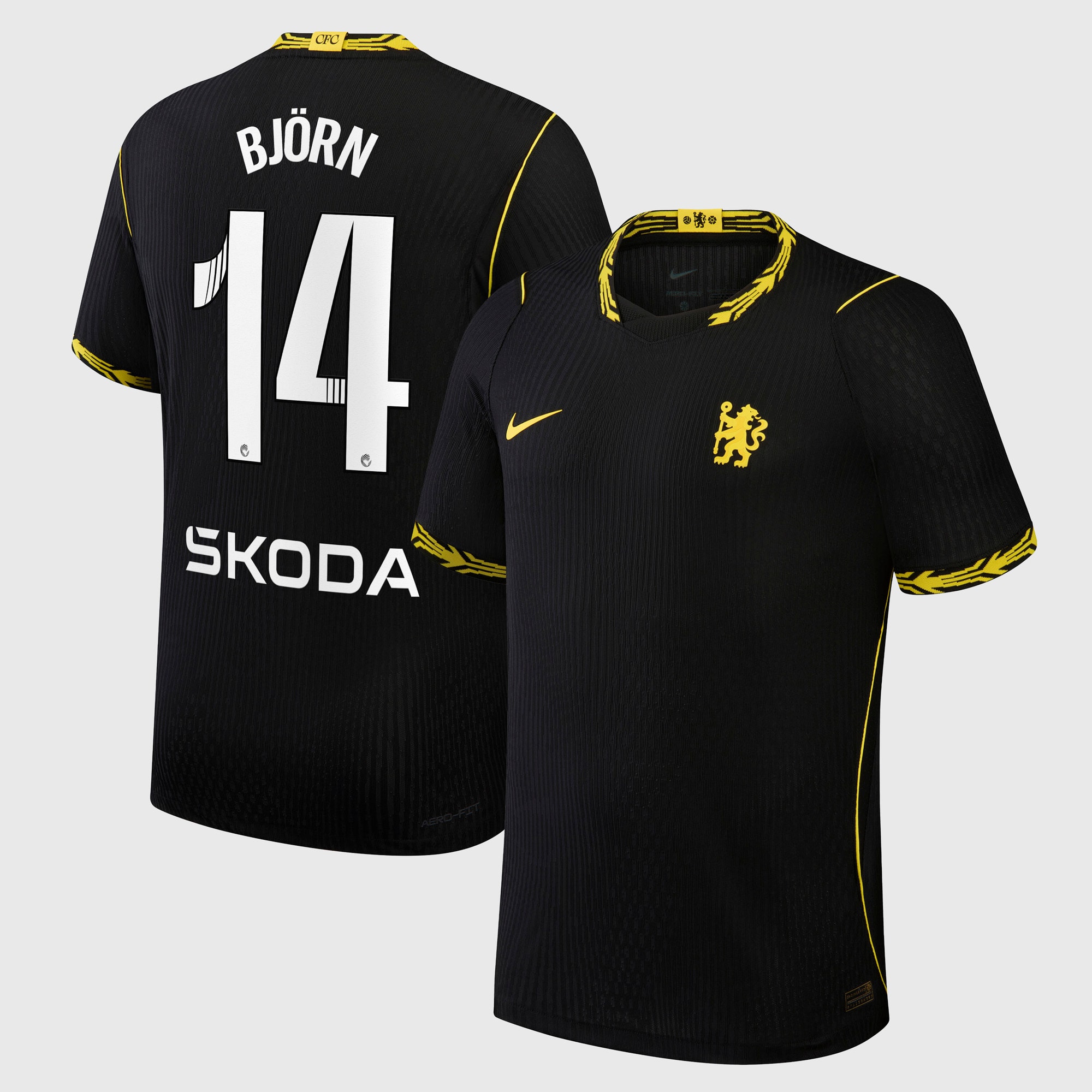 Chelsea WSL Nike Aero-FIT Away Match Shirt 2026-27 with Björn 14 printing