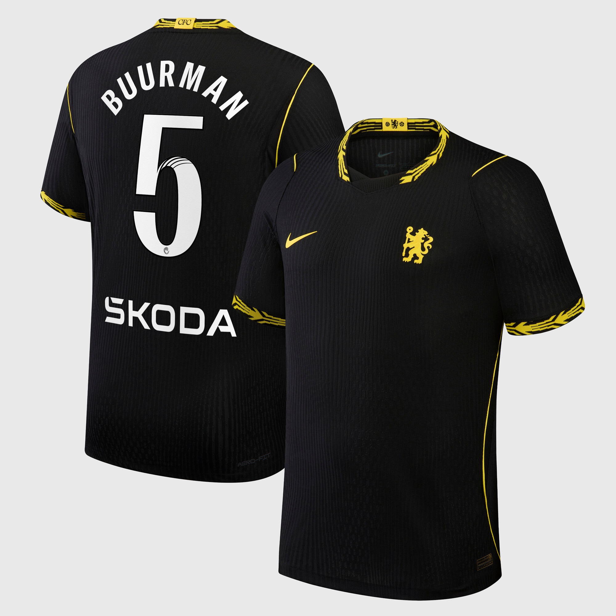 Chelsea WSL Nike Aero-FIT Away Match Shirt 2026-27 with Buurman 5 printing