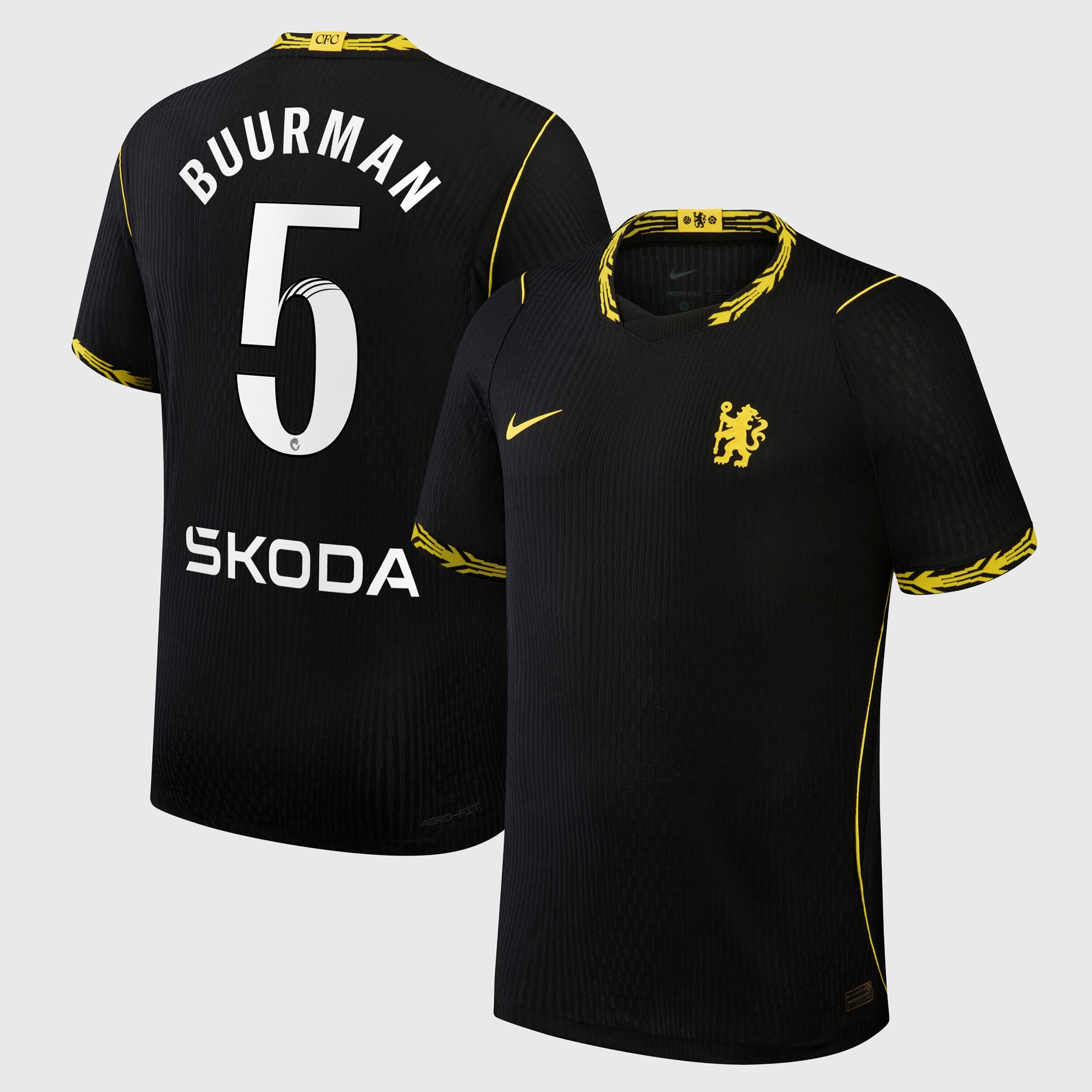 Chelsea WSL Nike Aero-FIT Away Match Shirt 2026-27 with Buurman 5 printing
