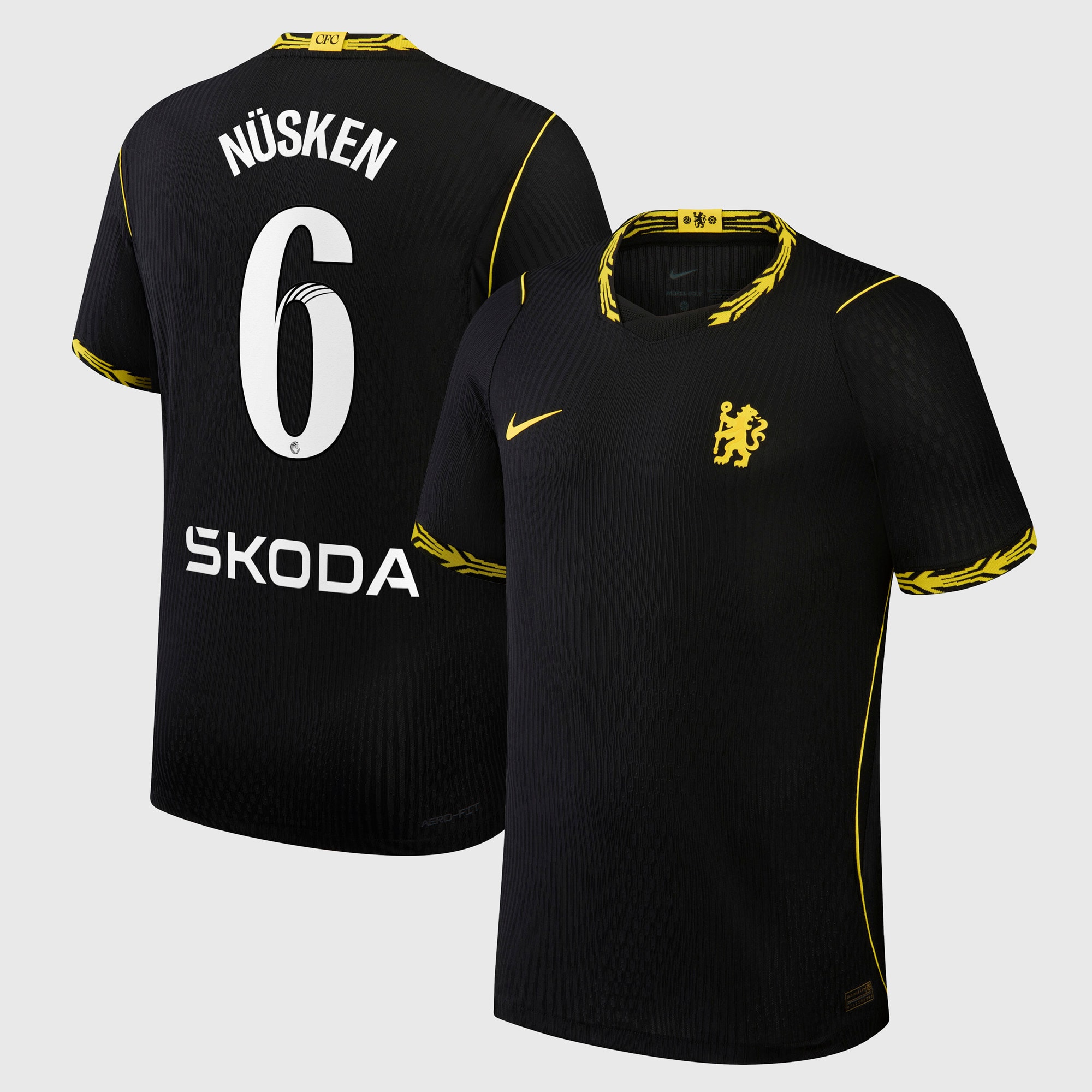 Chelsea WSL Nike Aero-FIT Away Match Shirt 2026-27 with Nüsken 6 printing