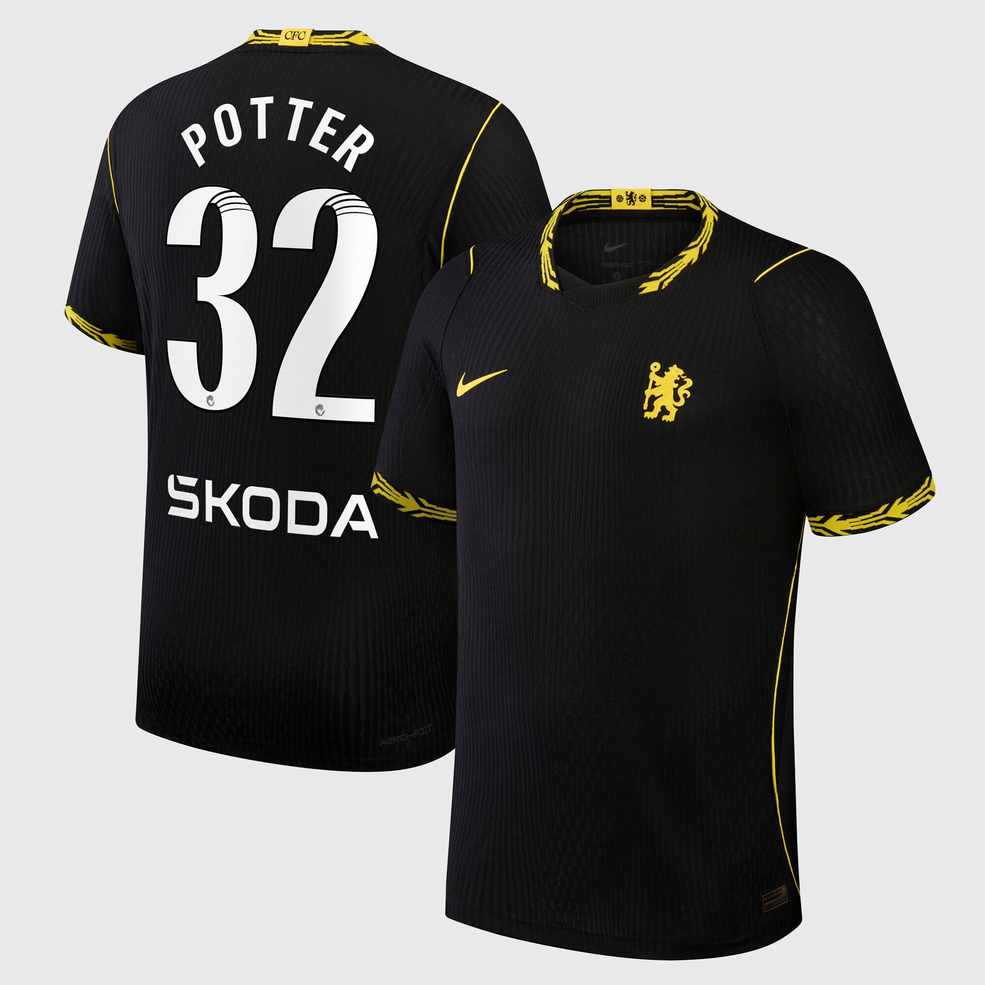 Chelsea WSL Nike Aero-FIT Away Match Shirt 2026-27 with Potter 32 printing