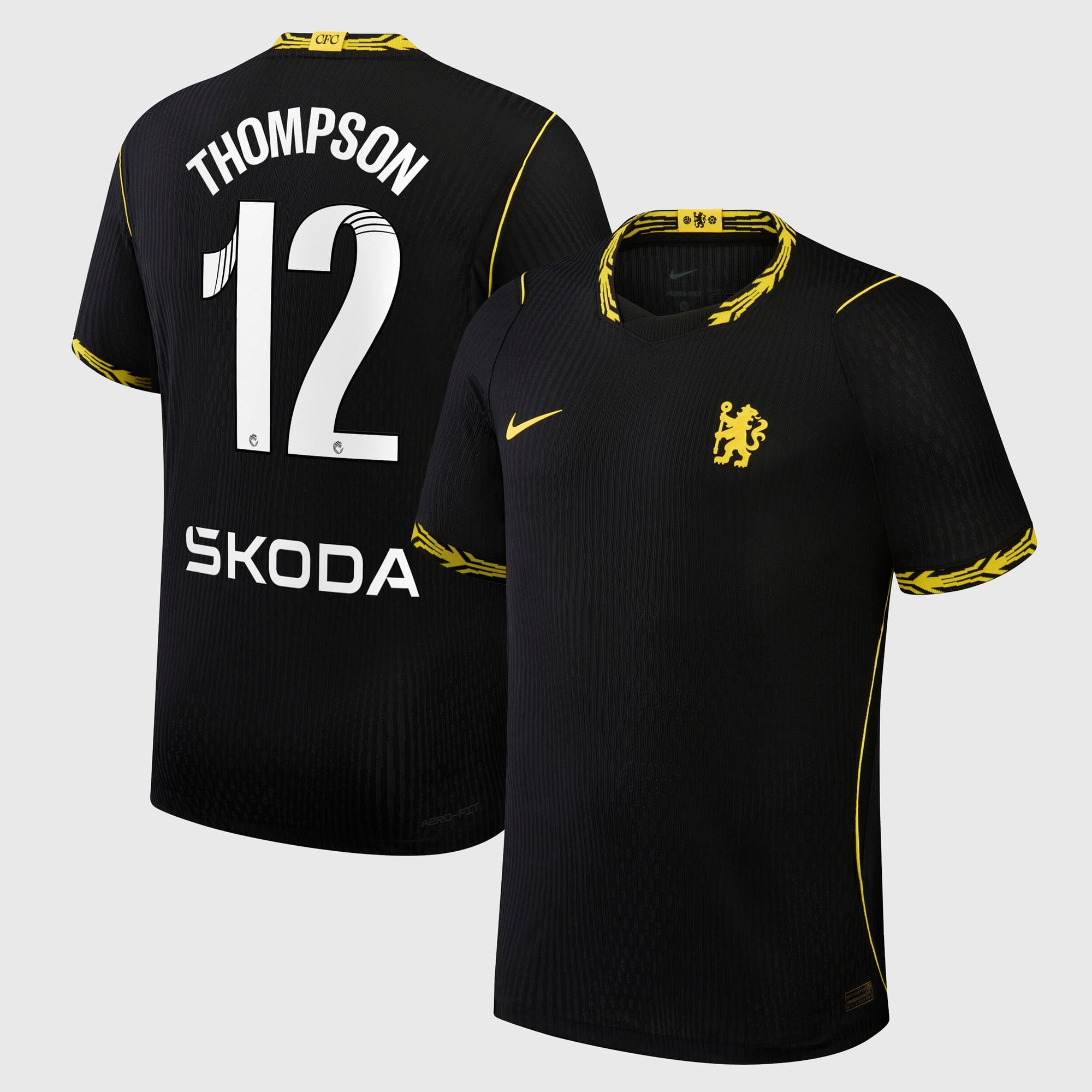 Chelsea WSL Nike Aero-FIT Away Match Shirt 2026-27 with Thompson 12 printing