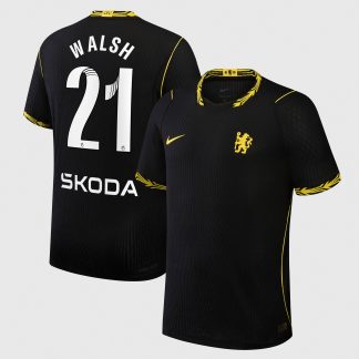 Chelsea WSL Nike Aero-FIT Away Match Shirt 2026-27 with Walsh 21 printing