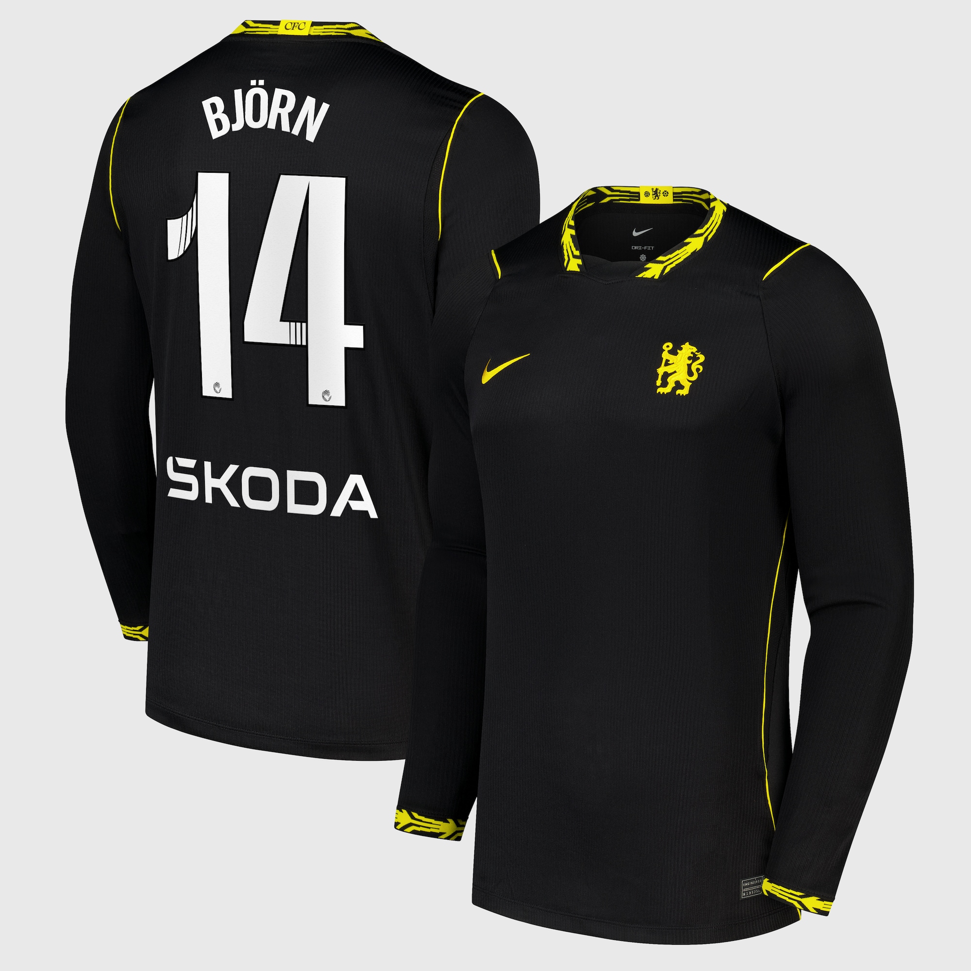 Chelsea WSL Nike Away Stadium Long Sleeve Shirt 2026-27 with Björn 14 printing