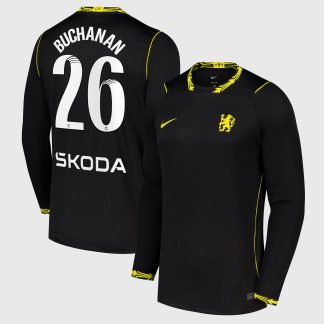 Chelsea WSL Nike Away Stadium Long Sleeve Shirt 2026-27 with Buchanan 26 printing