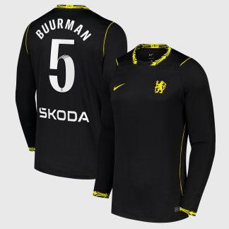 Chelsea WSL Nike Away Stadium Long Sleeve Shirt 2026-27 with Buurman 5 printing