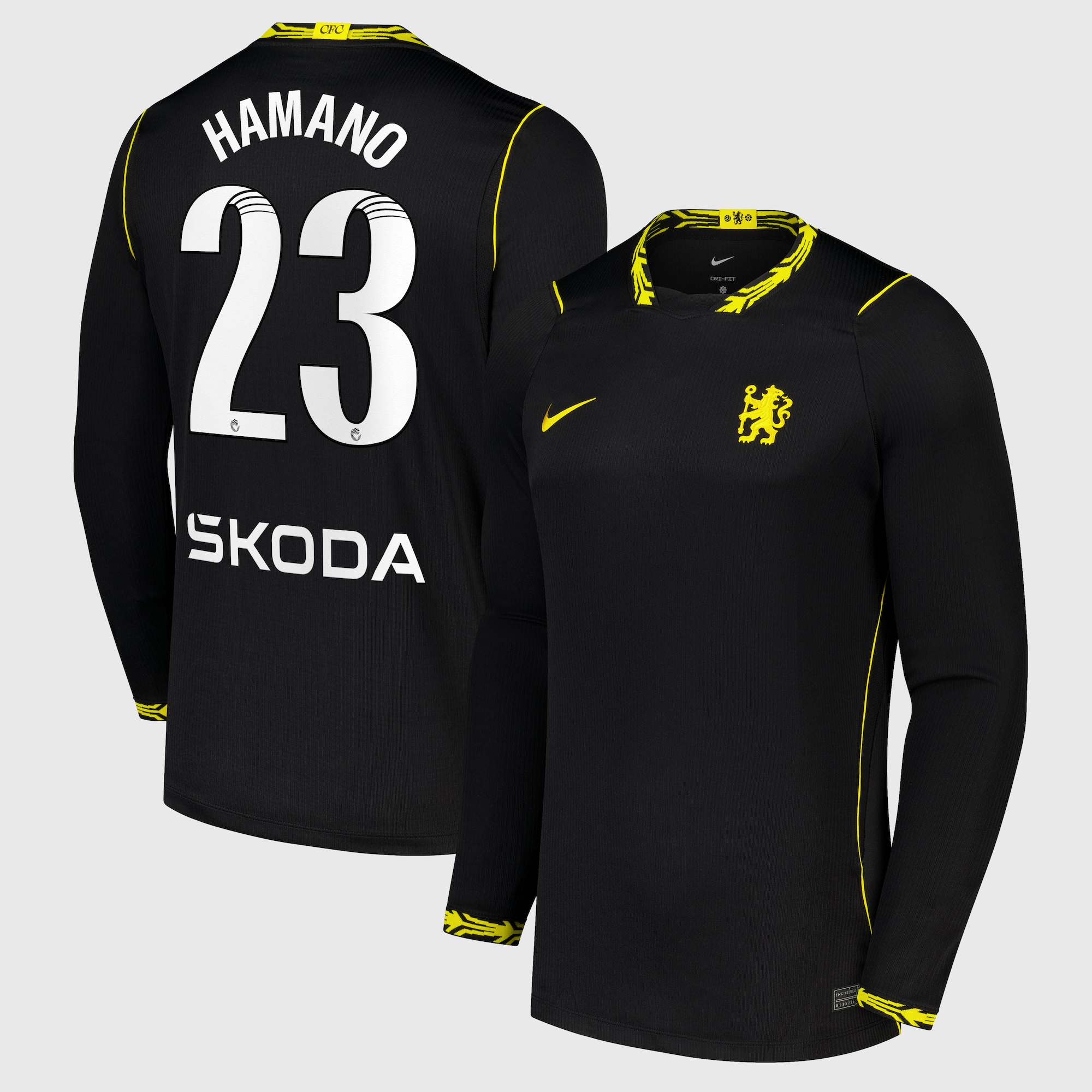 Chelsea WSL Nike Away Stadium Long Sleeve Shirt 2026-27 with Hamano 23 printing