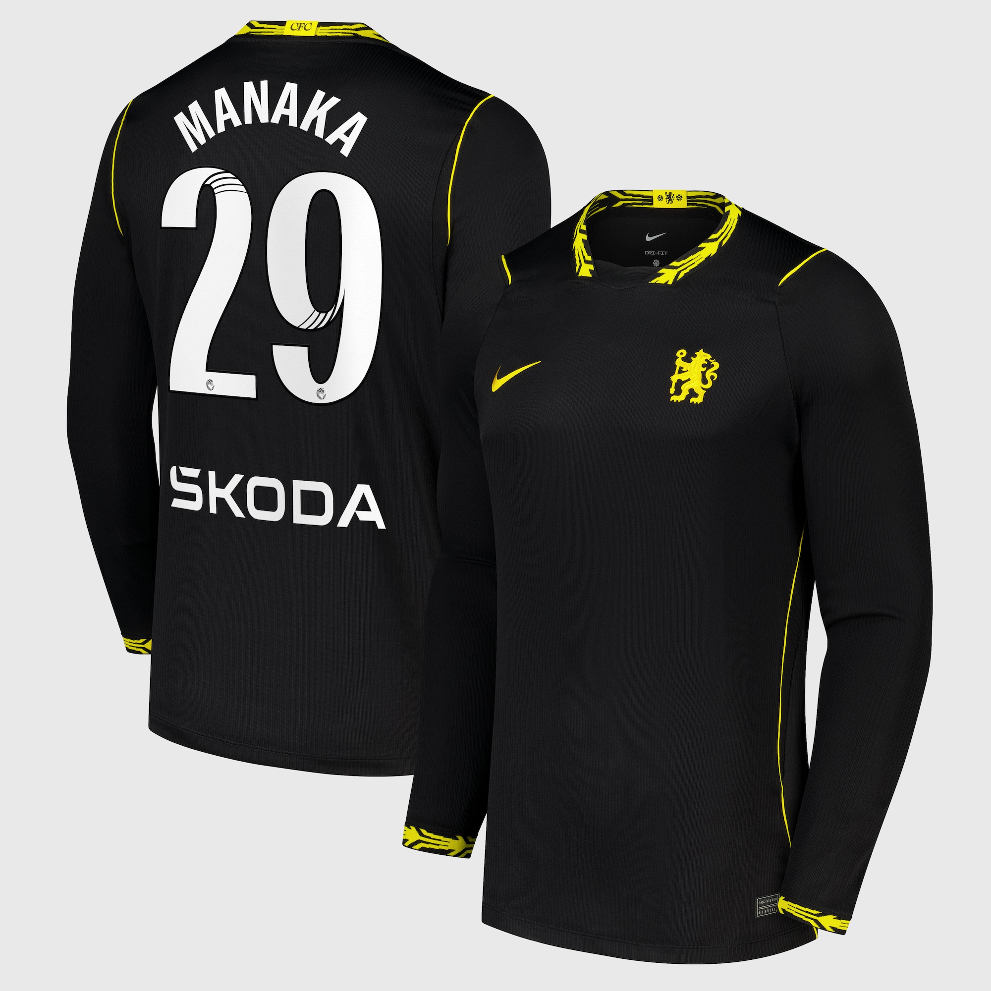 Chelsea WSL Nike Away Stadium Long Sleeve Shirt 2026-27 with Manaka 29 printing