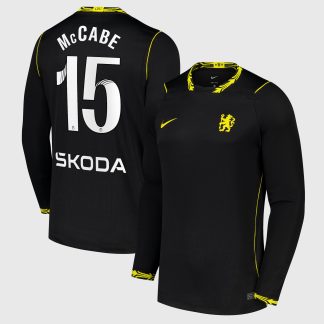 Chelsea WSL Nike Away Stadium Long Sleeve Shirt 2026-27 with McCabe 15 printing