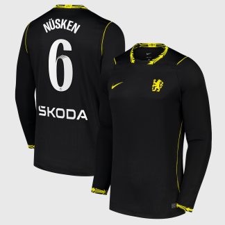 Chelsea WSL Nike Away Stadium Long Sleeve Shirt 2026-27 with Nüsken 6 printing