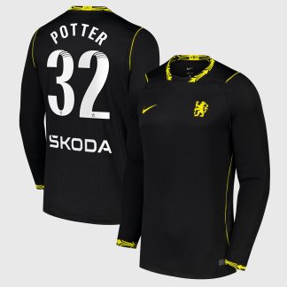 Chelsea WSL Nike Away Stadium Long Sleeve Shirt 2026-27 with Potter 32 printing