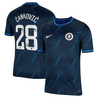 Chelsea WSL Nike Away Stadium Shirt 2023-24 with Cankovic 28 printing