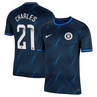 Chelsea WSL Nike Away Stadium Shirt 2023-24 with Charles 21 printing