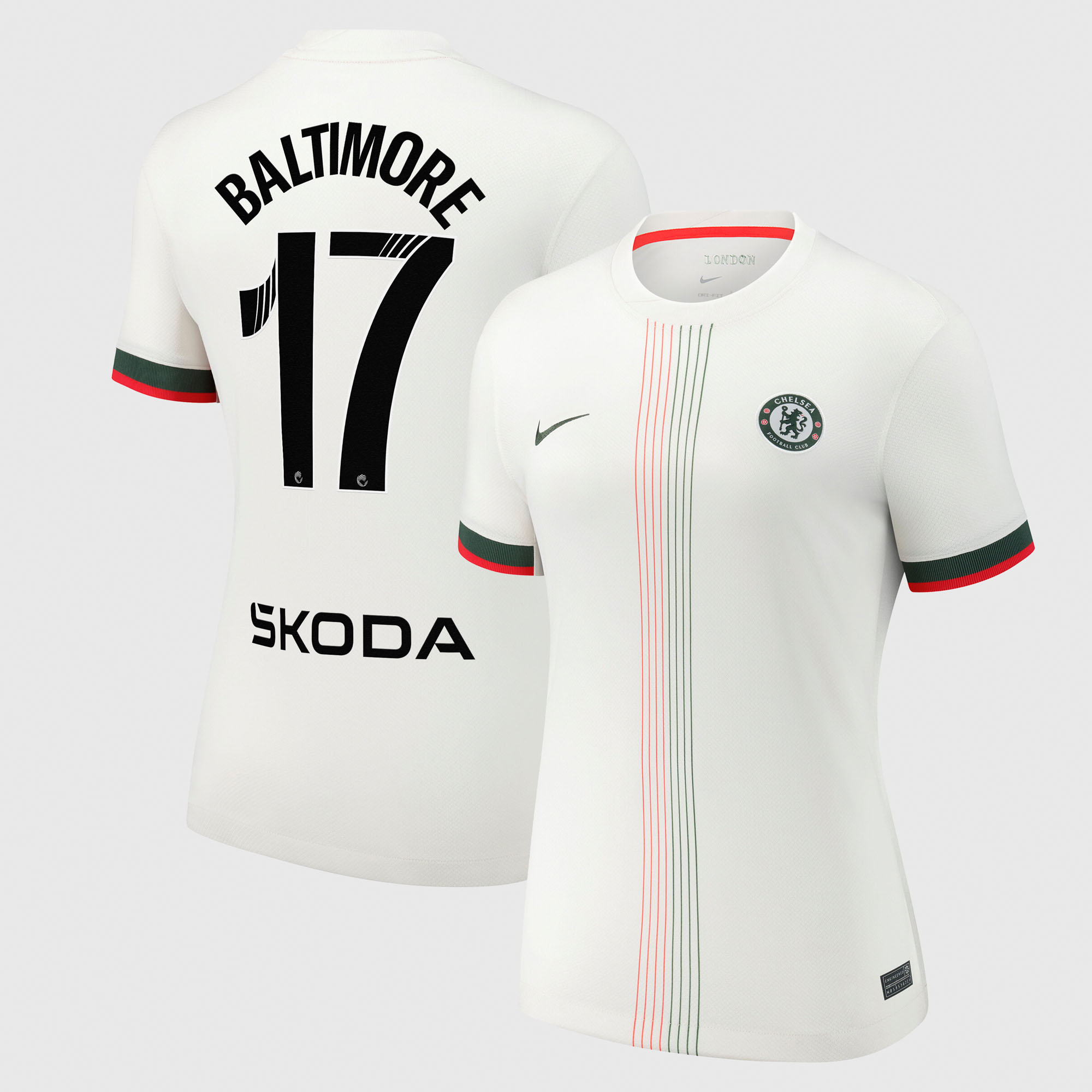 Chelsea WSL Nike Away Stadium Shirt 2025-26 - Womens with Baltimore 17 printing