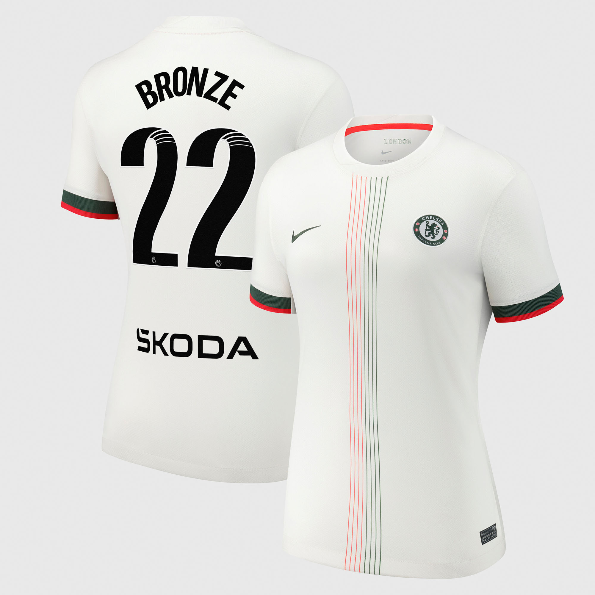 Chelsea WSL Nike Away Stadium Shirt 2025-26 - Womens with Bronze 22 printing