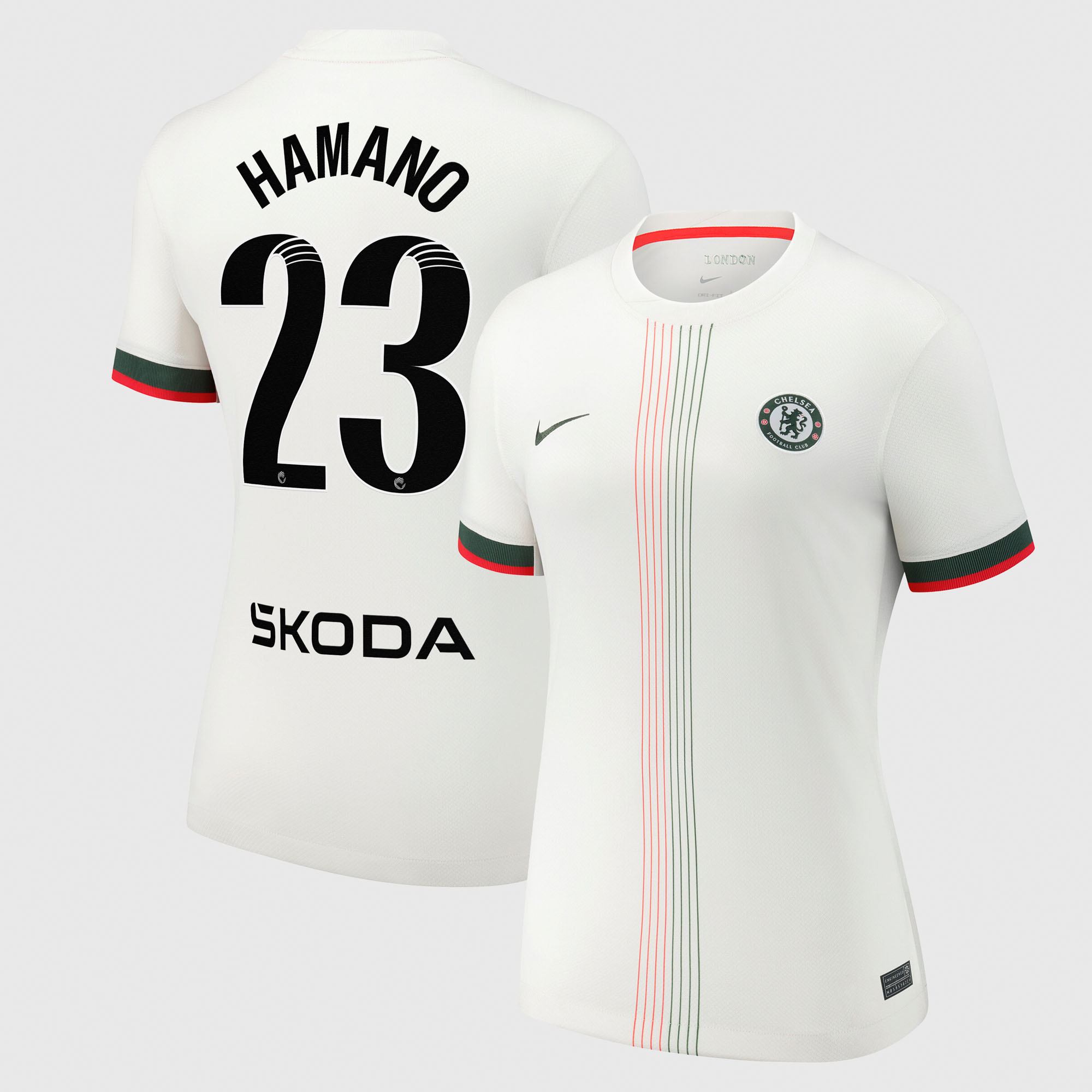 Chelsea WSL Nike Away Stadium Shirt 2025-26 - Womens with Hamano 23 printing
