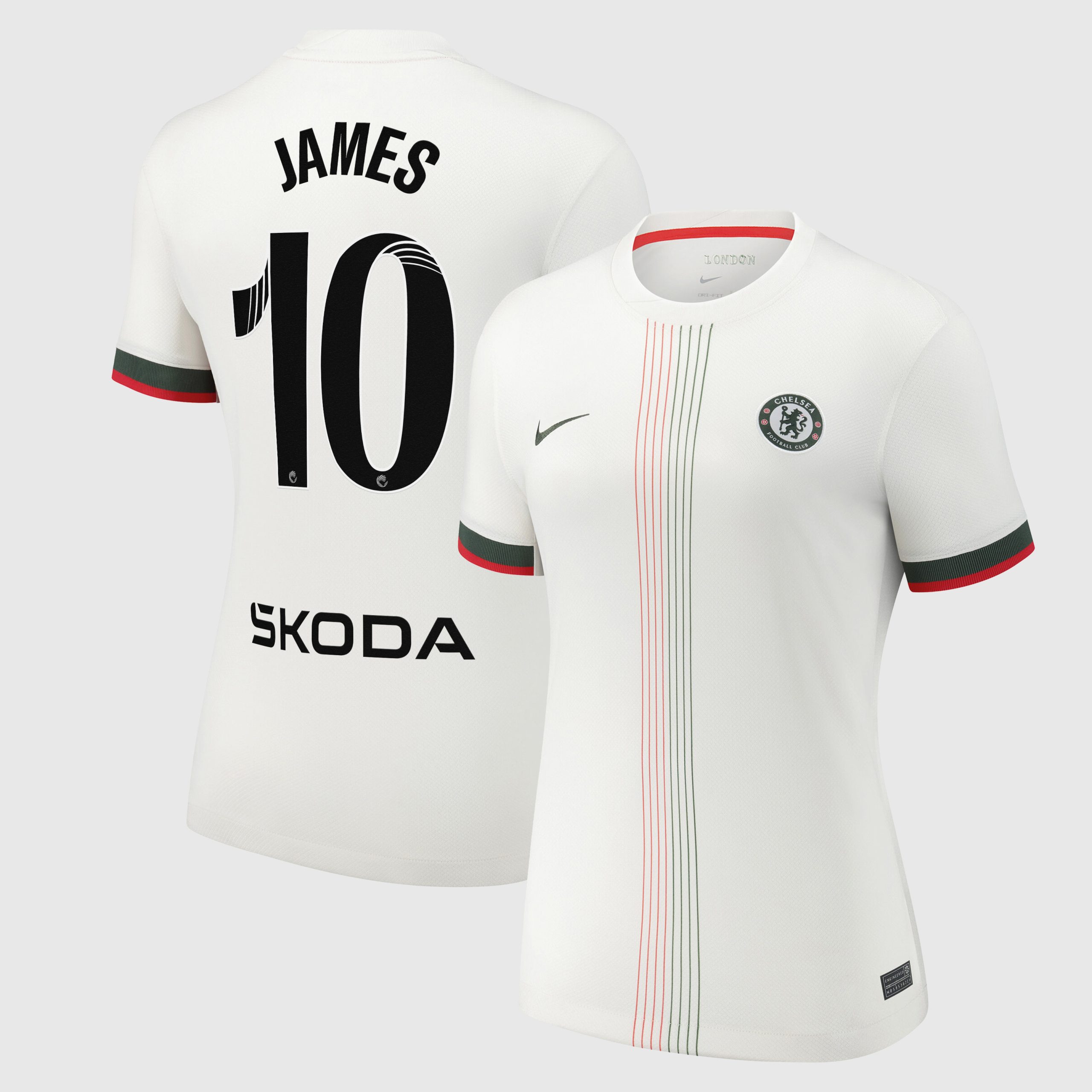 Chelsea WSL Nike Away Stadium Shirt 2025-26 - Womens with James 10 printing