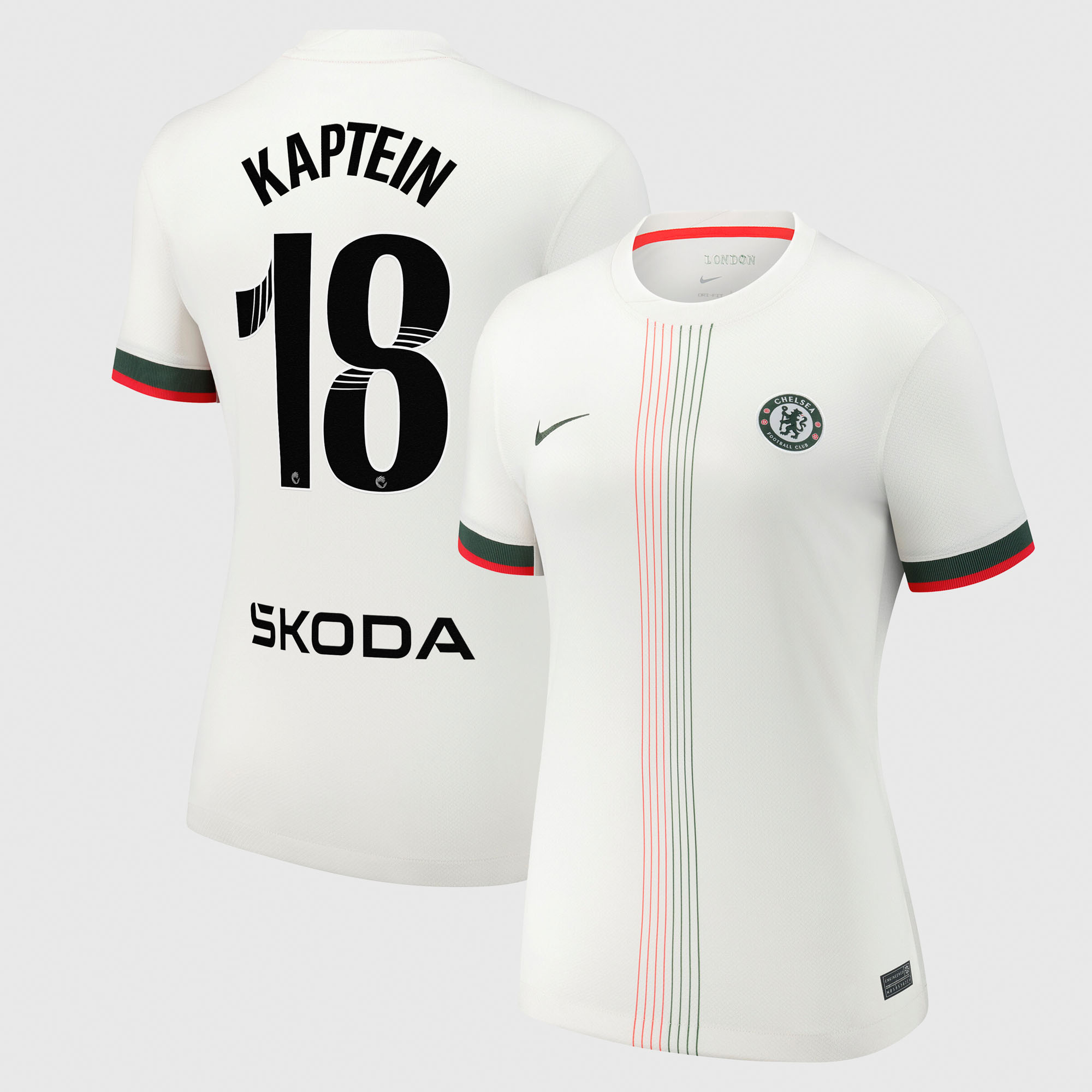 Chelsea WSL Nike Away Stadium Shirt 2025-26 - Womens with Kaptein 18 printing