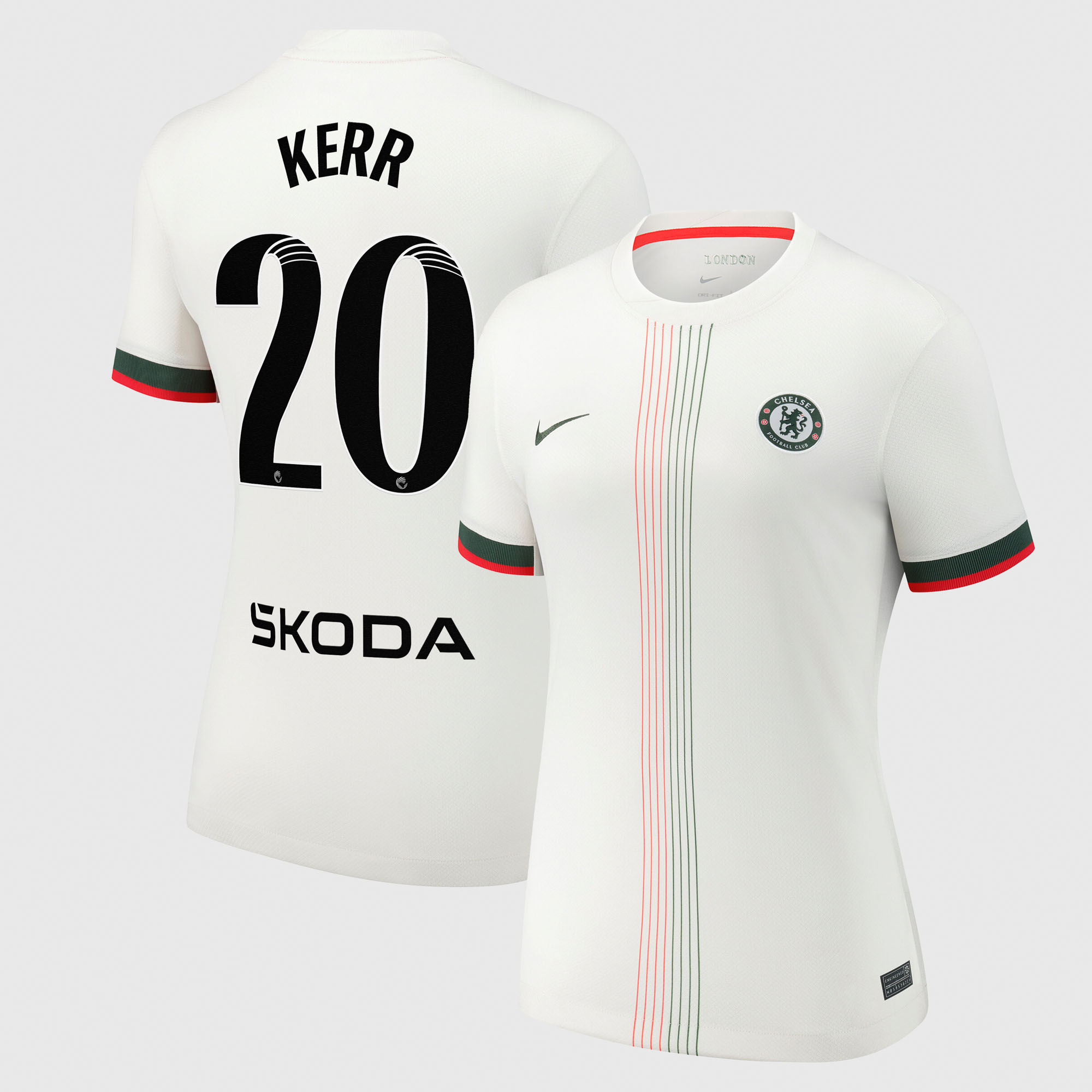 Chelsea WSL Nike Away Stadium Shirt 2025-26 - Womens with Kerr 20 printing