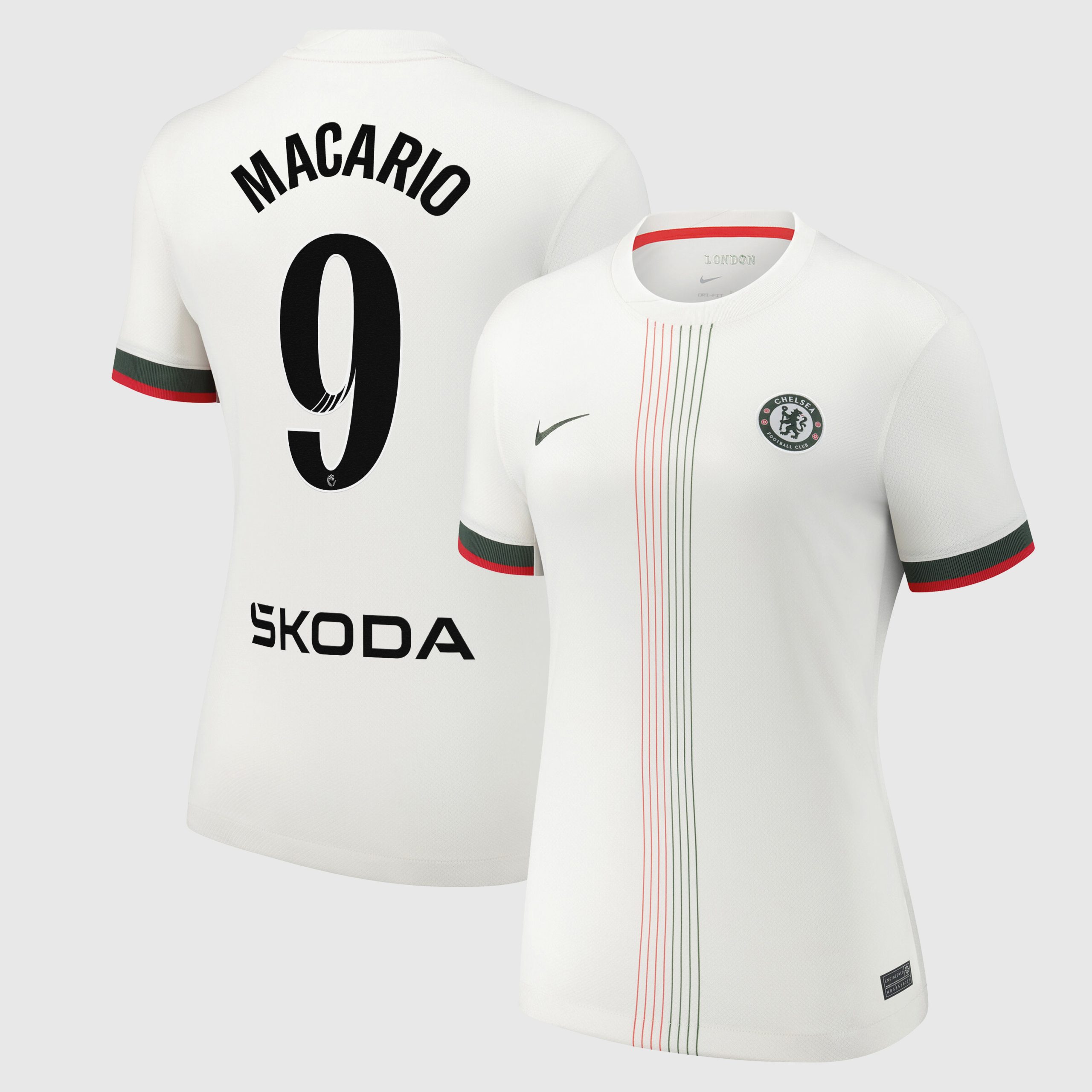 Chelsea WSL Nike Away Stadium Shirt 2025-26 - Womens with Macario 9 printing