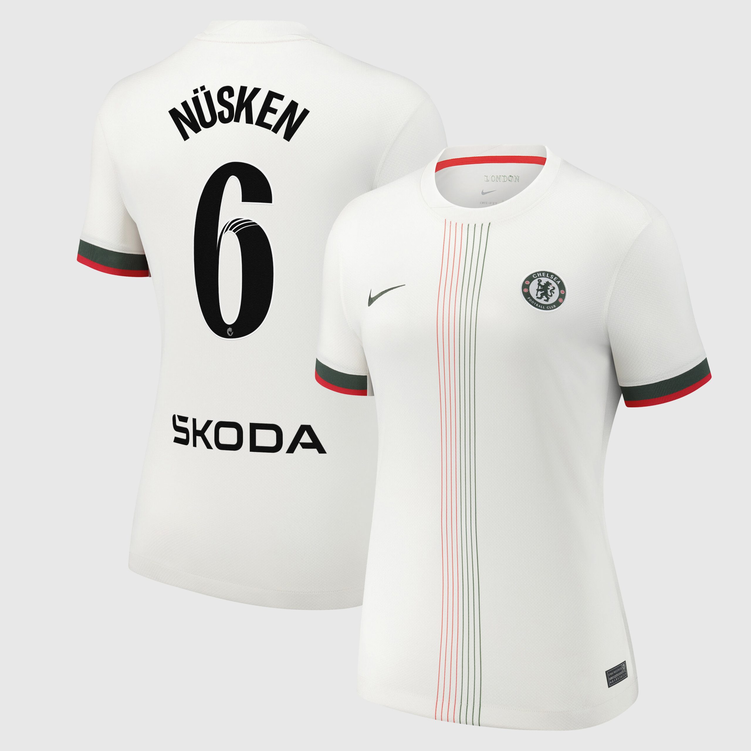Chelsea WSL Nike Away Stadium Shirt 2025-26 - Womens with Nüsken 6 printing