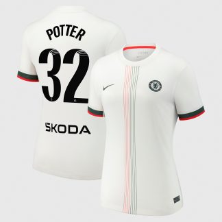 Chelsea WSL Nike Away Stadium Shirt 2025-26 - Womens with Potter 32 printing