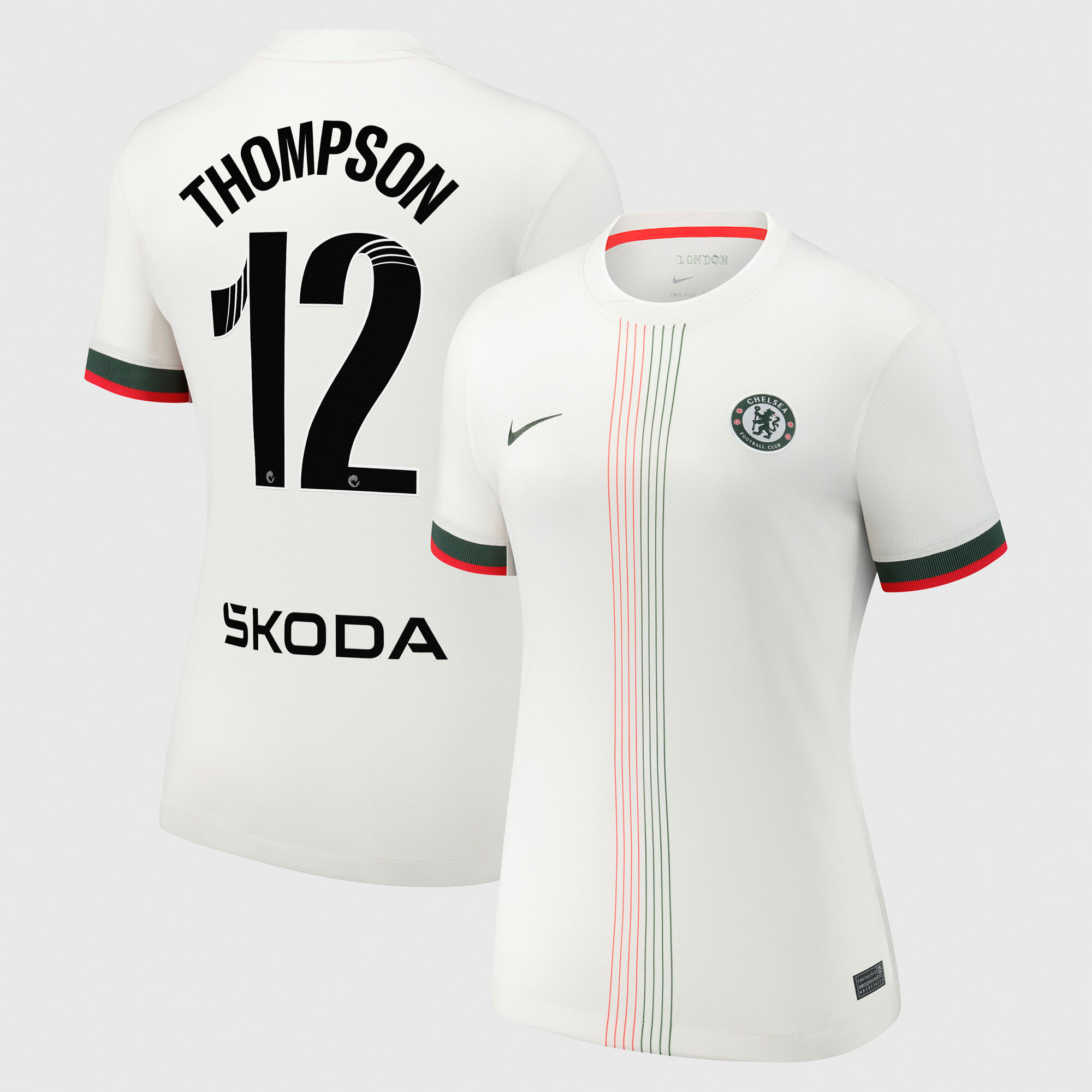 Chelsea WSL Nike Away Stadium Shirt 2025-26 - Womens with Thompson 12 printing