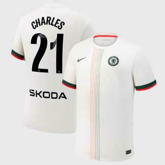 Chelsea WSL Nike Away Stadium Shirt 2025-26 with Charles 21 printing