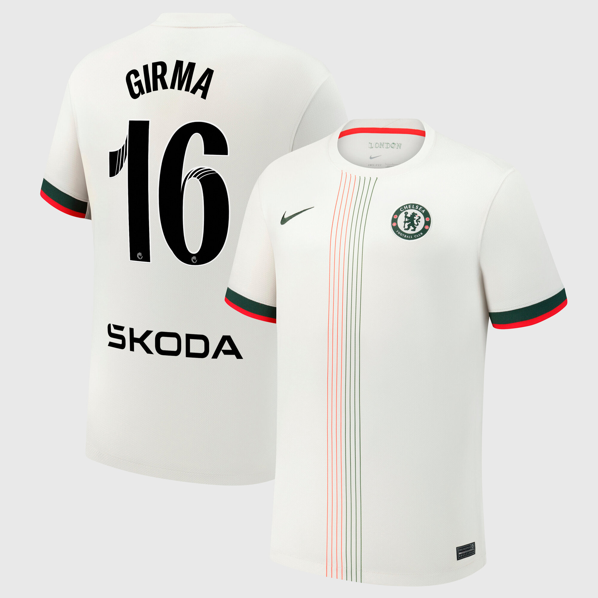 Chelsea WSL Nike Away Stadium Shirt 2025-26 with Girma 16 printing