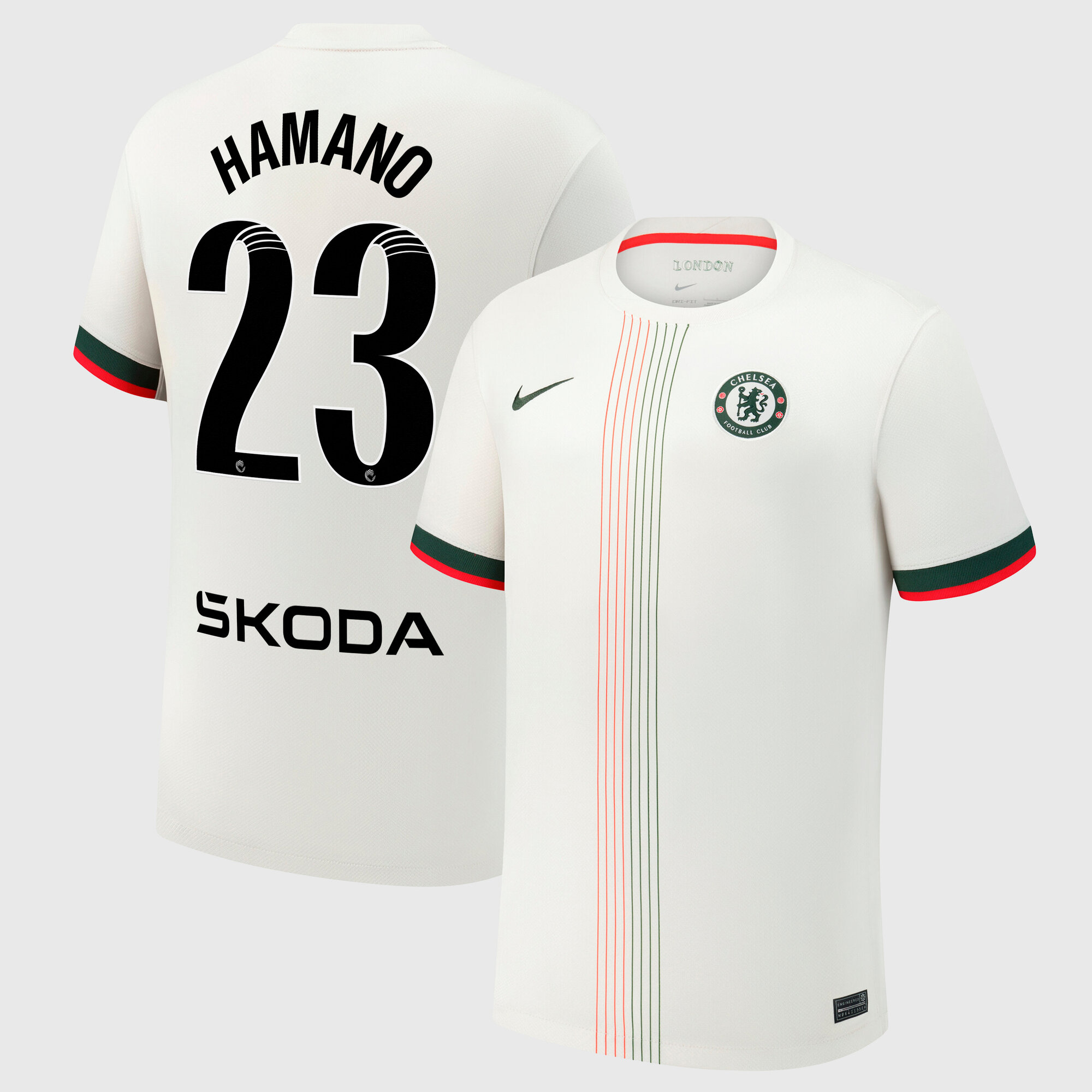 Chelsea WSL Nike Away Stadium Shirt 2025-26 with Hamano 23 printing