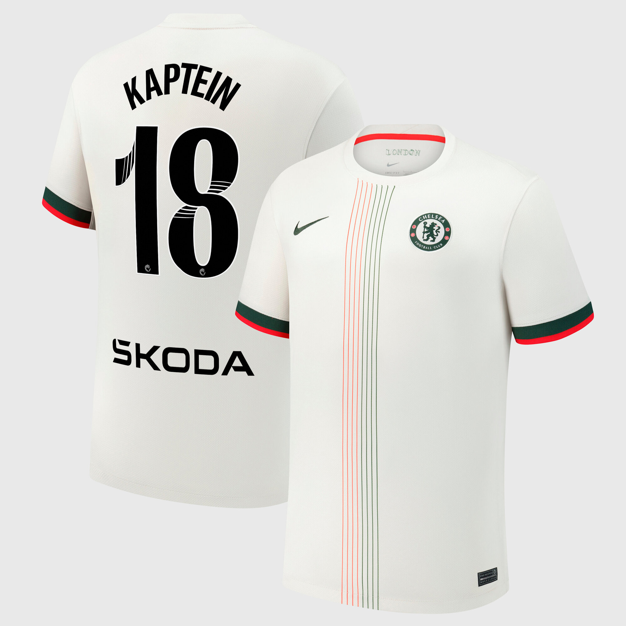 Chelsea WSL Nike Away Stadium Shirt 2025-26 with Kaptein 18 printing