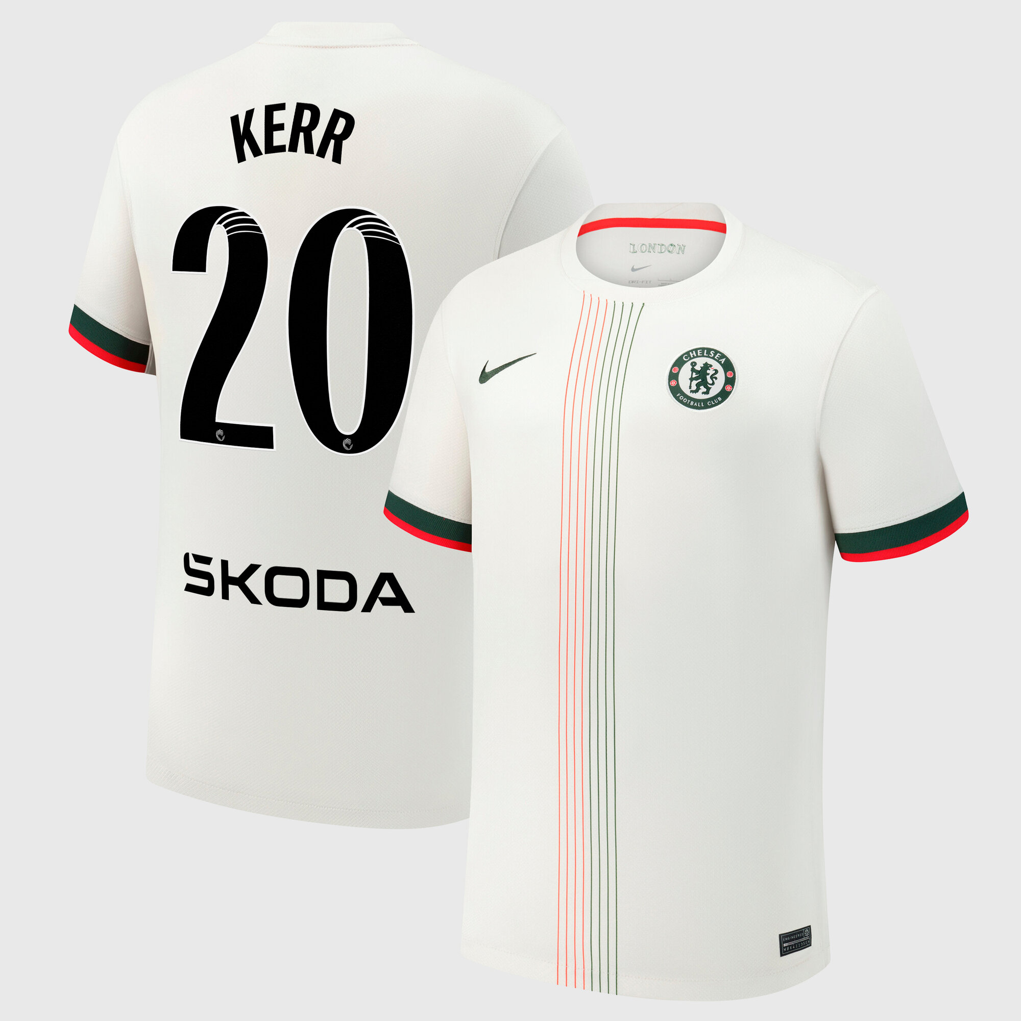 Chelsea WSL Nike Away Stadium Shirt 2025-26 with Kerr 20 printing
