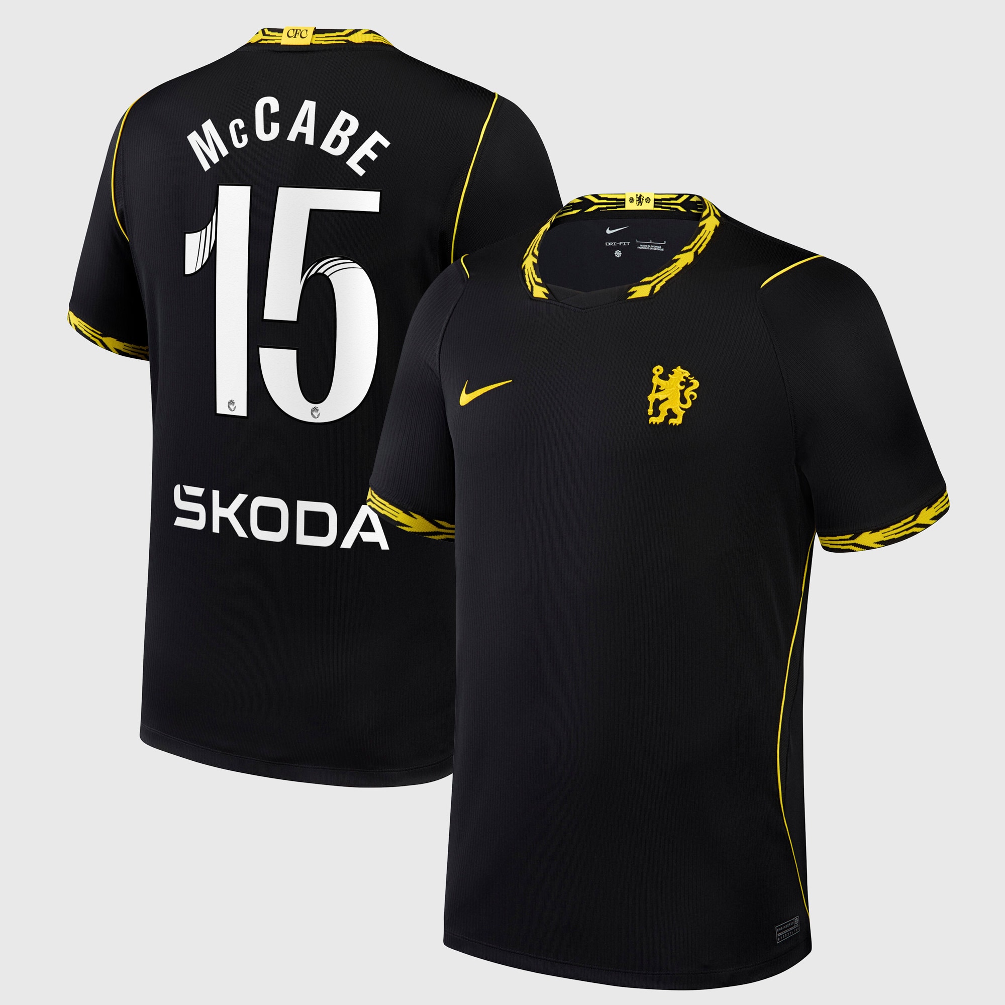 Chelsea WSL Nike Away Stadium Shirt 2026-27 with McCabe 15 printing