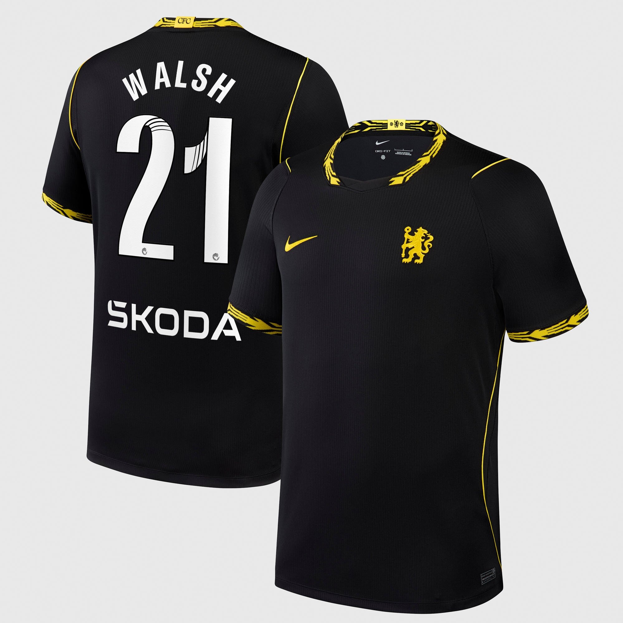 Chelsea WSL Nike Away Stadium Shirt 2026-27 with Walsh 21 printing