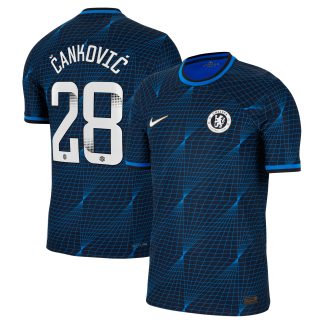 Chelsea WSL Nike Away Vapor Match Shirt 2023-24 with Cankovic 28 printing