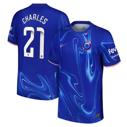 Chelsea WSL Nike Dri-FIT ADV Home Match Shirt 2024-25 with Charles 21 printing