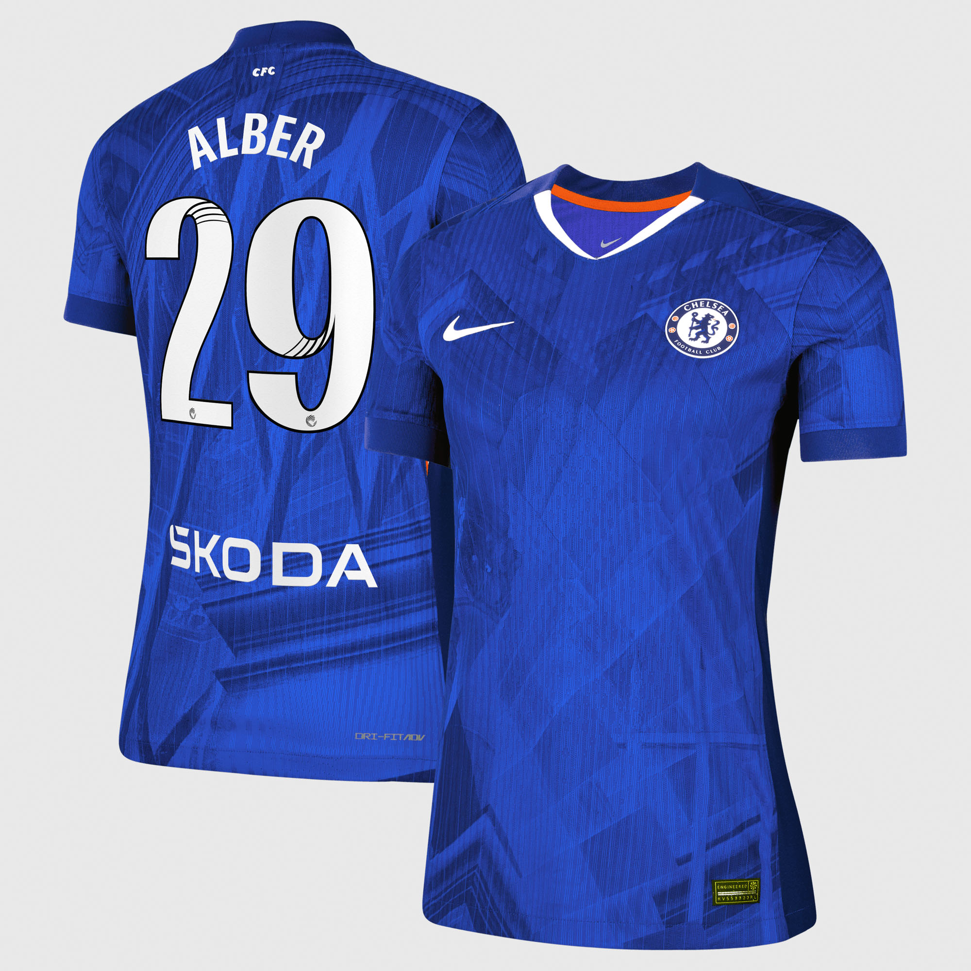 Chelsea WSL Nike Dri-FIT ADV Home Match Shirt 2025-26 - Womens with Alber 29 printing