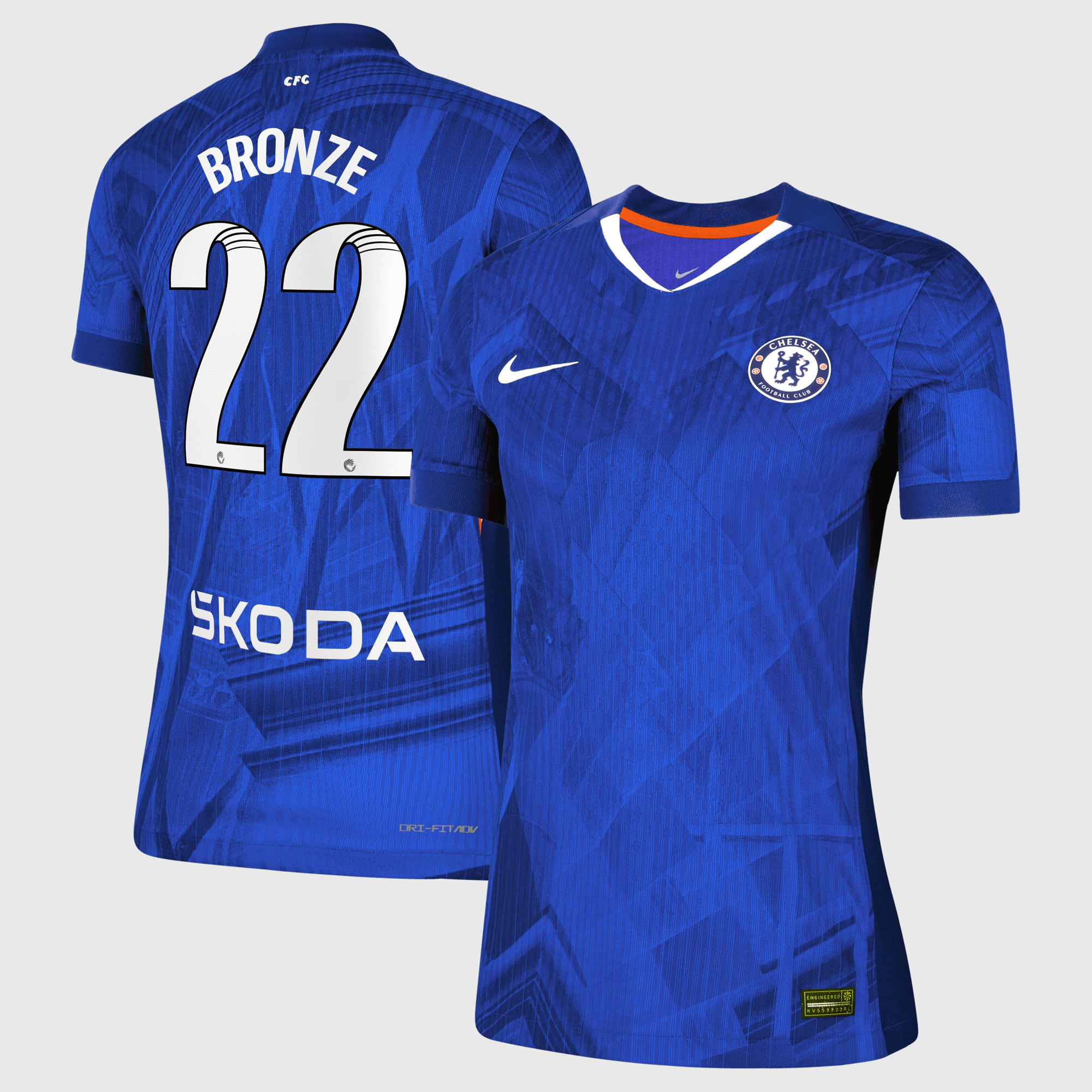 Chelsea WSL Nike Dri-FIT ADV Home Match Shirt 2025-26 - Womens with Bronze 22 printing