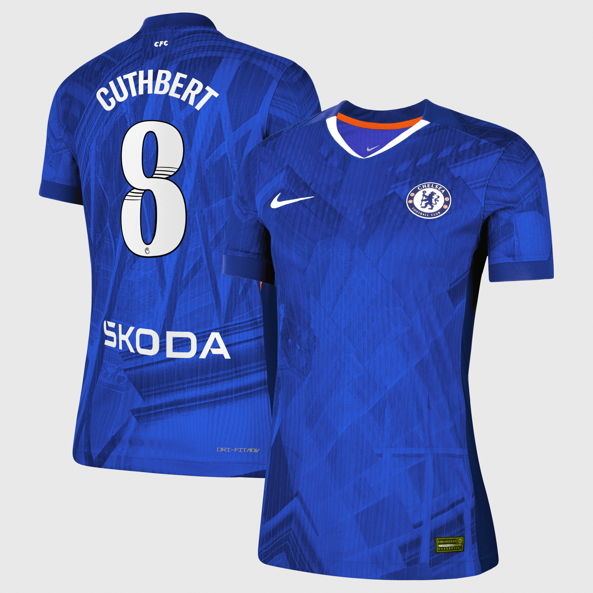 Chelsea WSL Nike Dri-FIT ADV Home Match Shirt 2025-26 - Womens with Cuthbert 8 printing