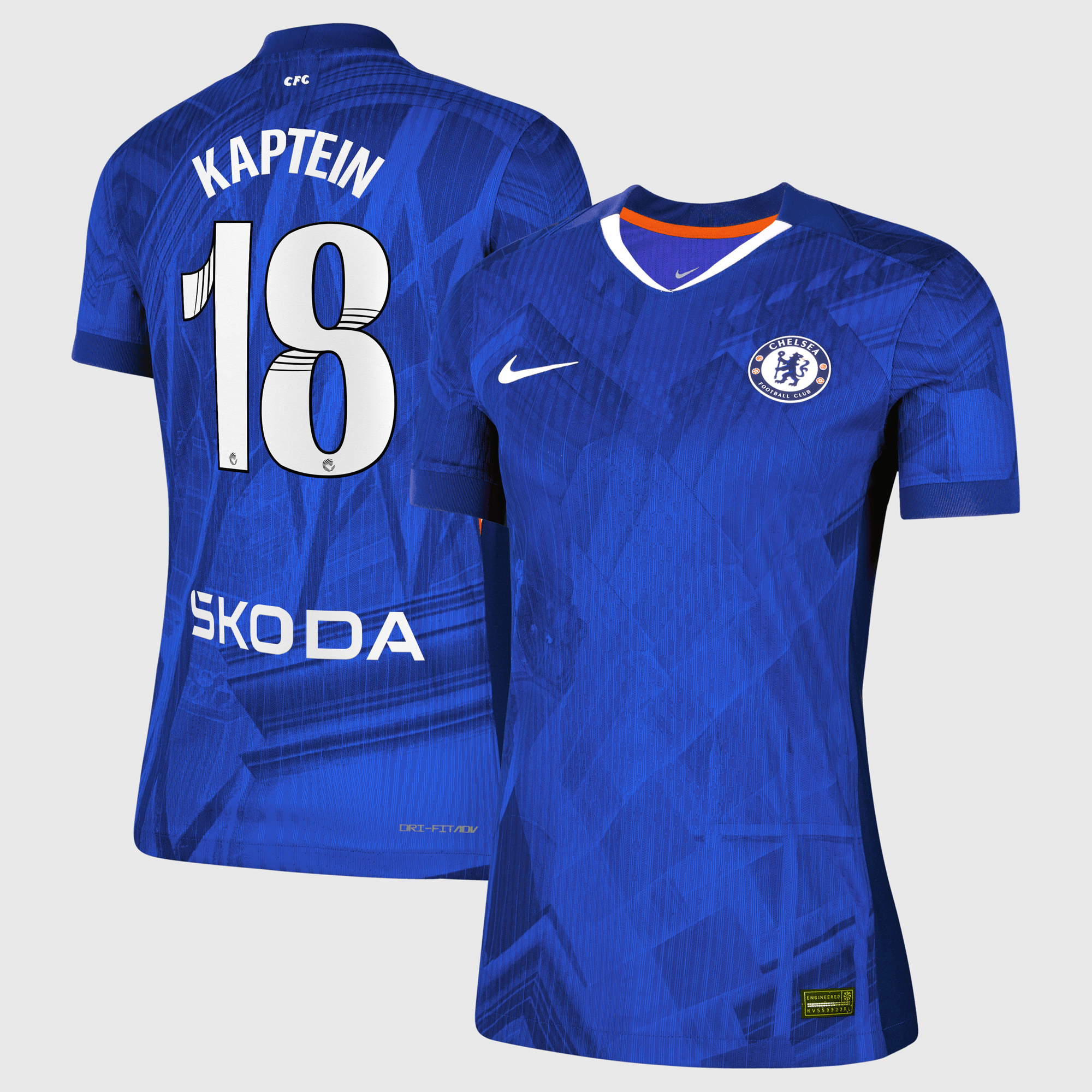 Chelsea WSL Nike Dri-FIT ADV Home Match Shirt 2025-26 - Womens with Kaptein 18 printing