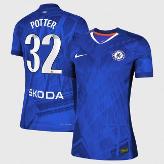 Chelsea WSL Nike Dri-FIT ADV Home Match Shirt 2025-26 - Womens with Potter 32 printing