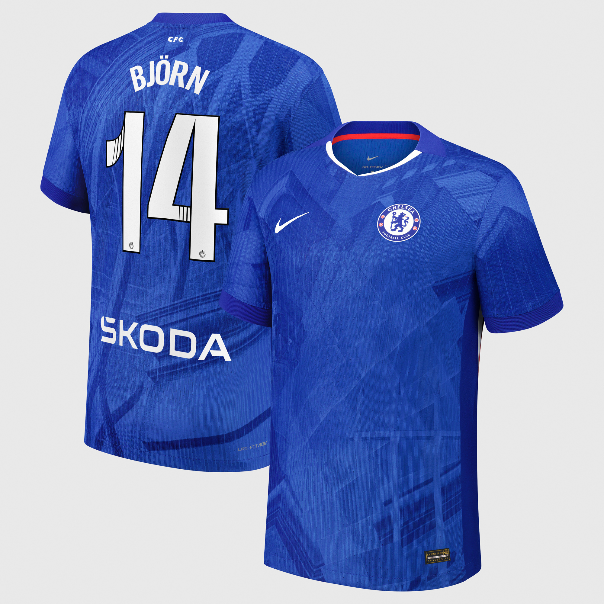 Chelsea WSL Nike Dri-FIT ADV Home Match Shirt 2025-26 with Björn 14 printing
