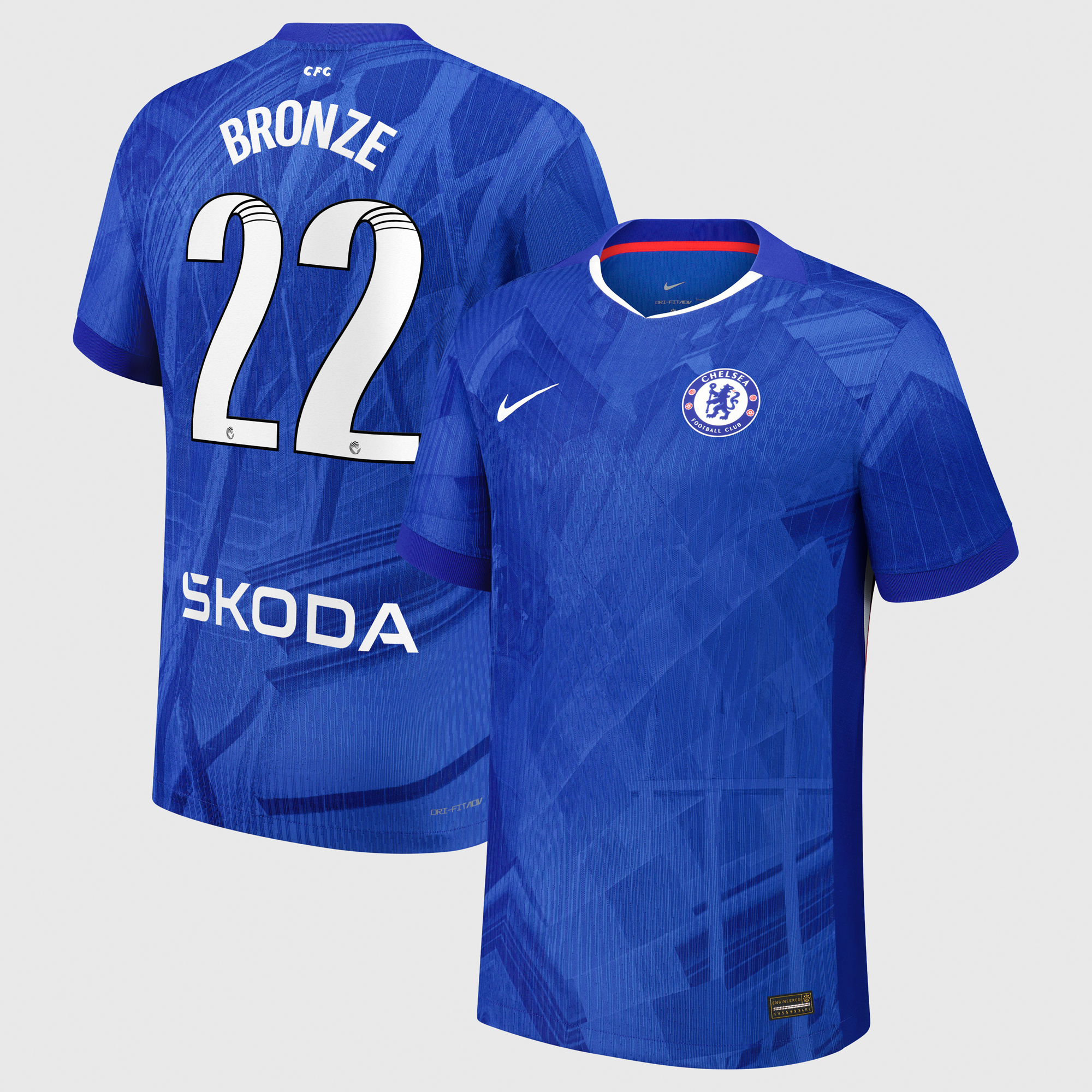 Chelsea WSL Nike Dri-FIT ADV Home Match Shirt 2025-26 with Bronze 22 printing