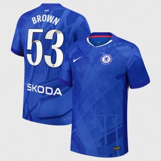 Chelsea WSL Nike Dri-FIT ADV Home Match Shirt 2025-26 with Brown 53 printing