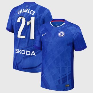 Chelsea WSL Nike Dri-FIT ADV Home Match Shirt 2025-26 with Charles 21 printing